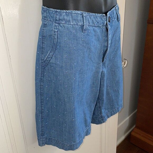 Aeropostale blue denim chambray flat front shorts with tiny sailboat print - Picture 4 of 9